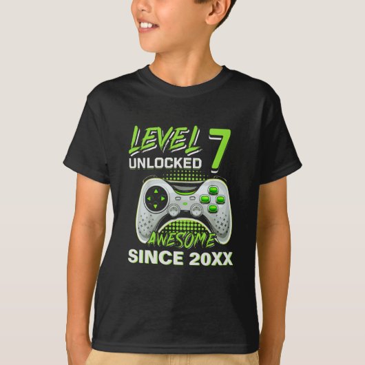 Level 7 Unlocked - Fun Birthday 7 Gamer  Tシャツ (正面)