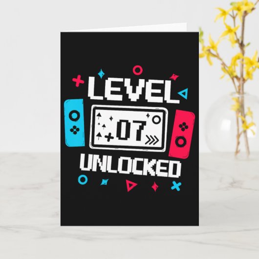 Level 7 Unlocked Gamer - 7th Birthday Gift Video G カード (黄色い花)