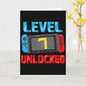 Level 7 Unlocked Gamer 7th Birthday Gift Video Gam カード (黄色い花)