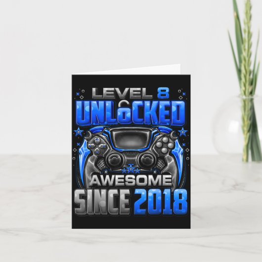 Level 8 Unlocked Awesome Since 2018 8th Birthday G カード (正面)