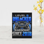 Level 8 Unlocked Awesome Since 2018 8th Birthday G カード (黄色い花)