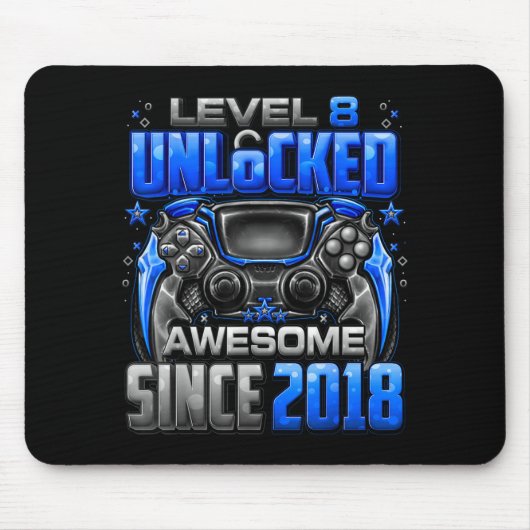 Level 8 Unlocked Awesome Since 2018 8th Birthday G マウスパッド (正面)