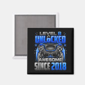 Level 8 Unlocked Awesome Since 2018 8th Birthday G マグネット (正面/裏面)