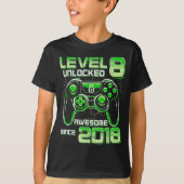 Level 8 Unlocked Awesome Since 2018 8th Birthday G Tシャツ (正面)
