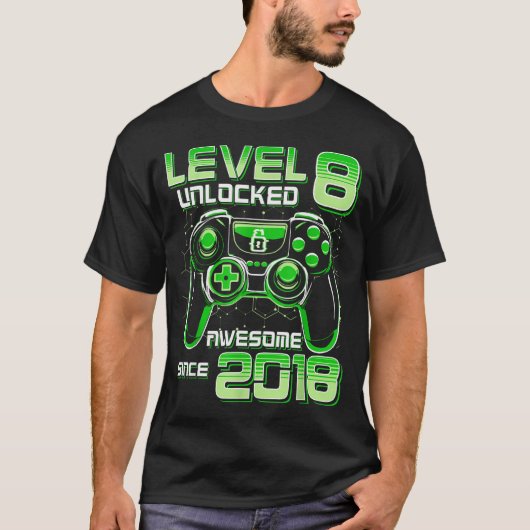 Level 8 Unlocked Awesome Since 2018 8th Birthday G Tシャツ (正面)