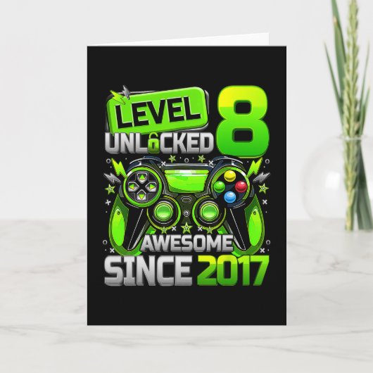 Level 8 Unlocked Awesome Since 8th Birthday Gaming カード (正面)