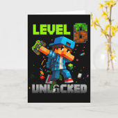 Level 8 Unlocked Funy Birthday Boy Pixel Gamer 8th カード (黄色い花)