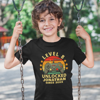 Level 8 Unlocked Gamer Boy Birthday  Tシャツ