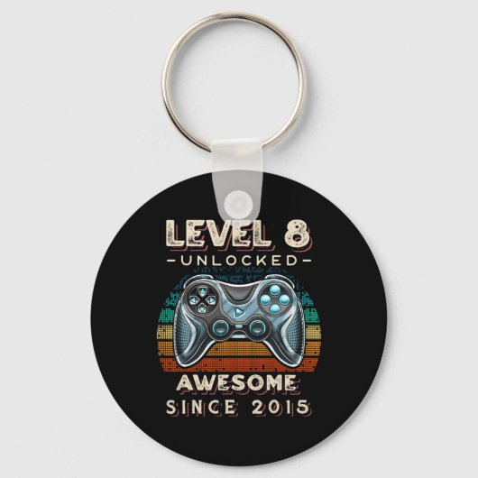 Level 8 Unlocked Video Game 8th Birthday 8 Yr Old キーホルダー (正面)