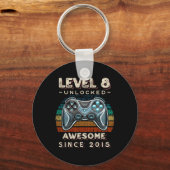 Level 8 Unlocked Video Game 8th Birthday 8 Yr Old キーホルダー (正面)