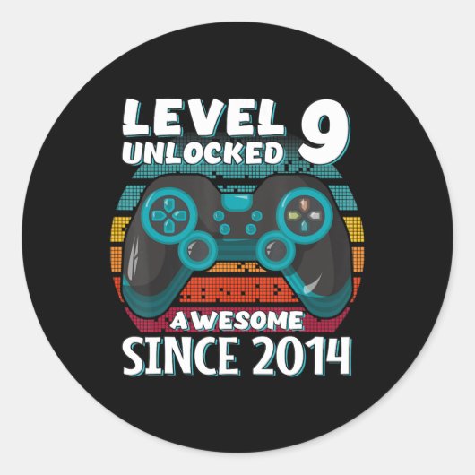 Level 9 Unlocked 素晴らし 2014ビデオゲーム9誕生 ラウンドシール (正面)