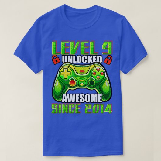 Level 9 Unlocked 素晴らし 2014ビデオゲーム9誕生 Tシャツ (デザイン正面)