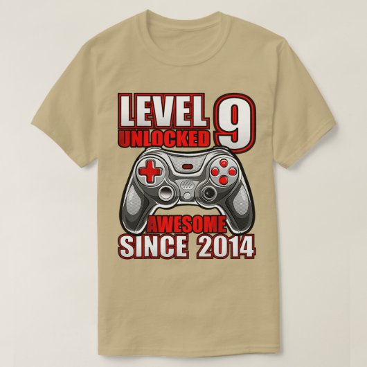 Level 9 Unlocked 素晴らし 2014ビデオゲーム9誕生 Tシャツ (デザイン正面)