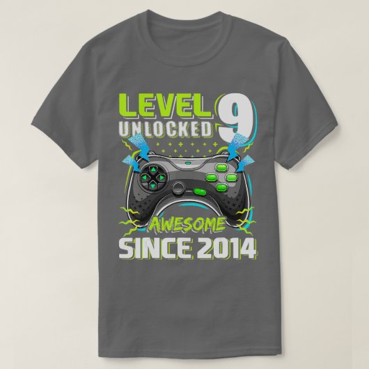 Level 9 Unlocked 素晴らし 2014ビデオゲーム9誕生 Tシャツ (デザイン正面)