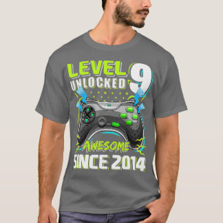 Level 9 Unlocked 素晴らし 2014ビデオゲーム9誕生 Tシャツ