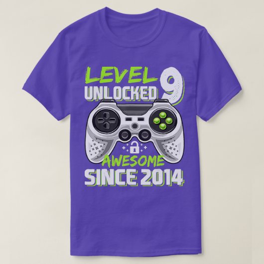 Level 9 Unlocked 素晴らし 2014ビデオゲーム9誕生 Tシャツ (デザイン正面)