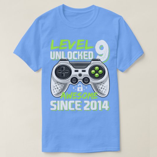 Level 9 Unlocked 素晴らし 2014ビデオゲーム9誕生 Tシャツ (デザイン正面)