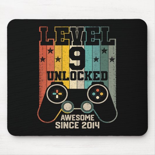 Level 9 Unlocked 素晴らし 2014 Boy Video Game 9th B マウスパッド (正面)
