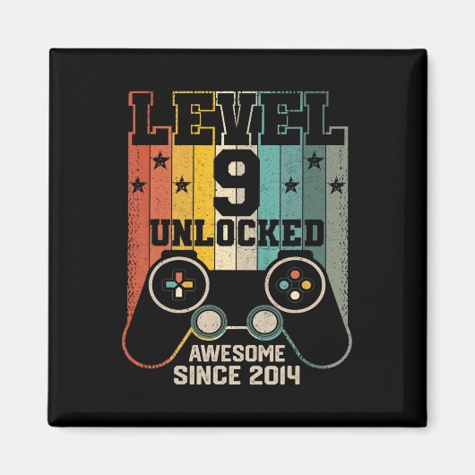 Level 9 Unlocked 素晴らし 2014 Boy Video Game 9th B マグネット (正面)