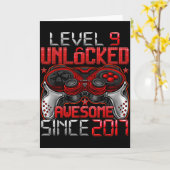 Level 9 Unlocked 9 Year Old For Boys 9th Birthday  カード (黄色い花)