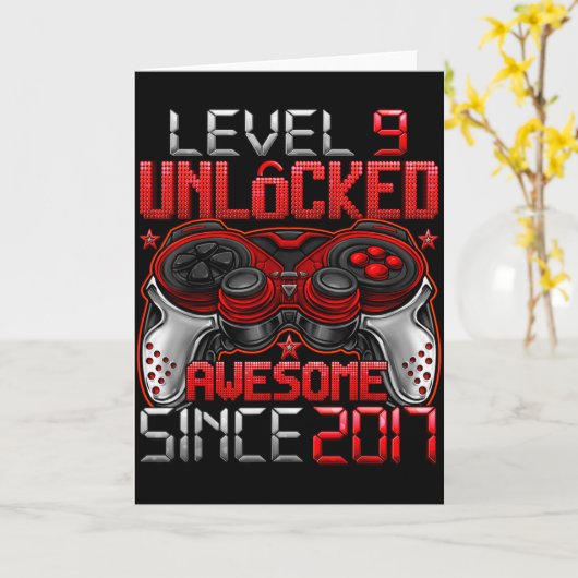 Level 9 Unlocked 9 Year Old For Boys 9th Birthday  カード (黄色い花)