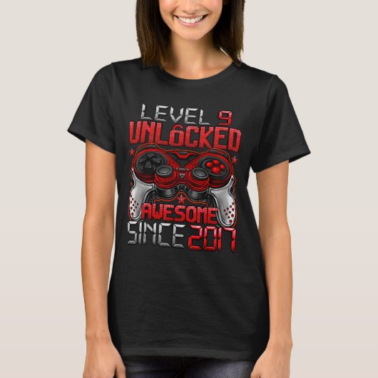 Level 9 Unlocked 9 Year Old For Boys 9th Birthday  Tシャツ (正面)