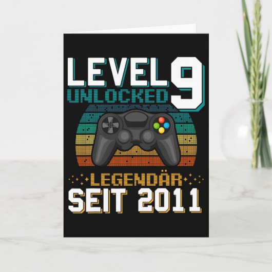 Level 9 Unlocked 9th Birthday 9 Year Old Video Gam カード (正面)