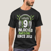 Level 9 Unlocked Awesome 2012 Video Game 9th Birth Tシャツ (正面)