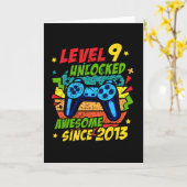 Level 9 Unlocked Awesome 2013 Game 9th Birthday カード (黄色い花)