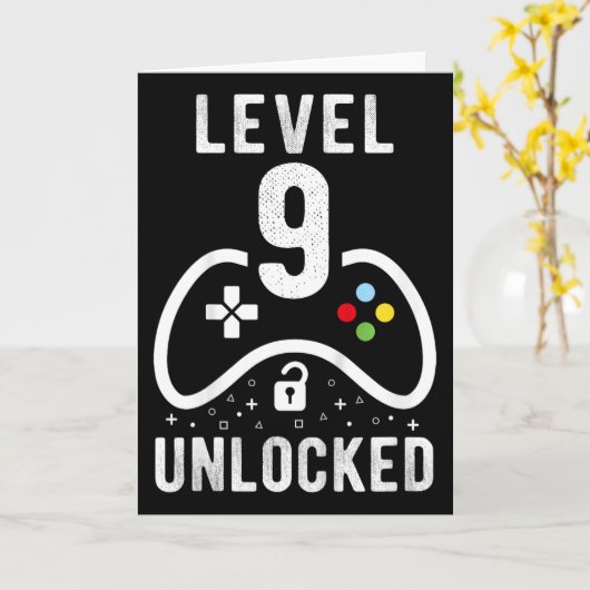 Level 9 Unlocked Video Game 9th Birthday Gift  カード (黄色い花)