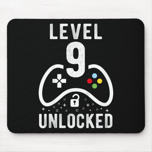 Level 9 Unlocked Video Game 9th Birthday Gift マウスパッド (正面)