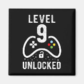 Level 9 Unlocked Video Game 9th Birthday Gift  マグネット (正面)