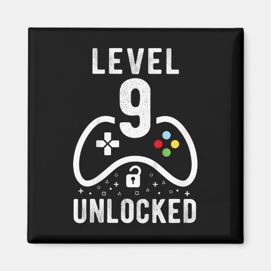 Level 9 Unlocked Video Game 9th Birthday Gift マグネット (正面)