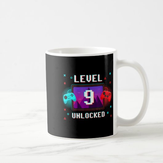 Level 9 Unlocked Video Gamer Funny 9th Birthday Bo コーヒーマグカップ (右)