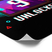 Level 9 Unlocked Video Gamer Funny 9th Birthday Bo ポスター (角)