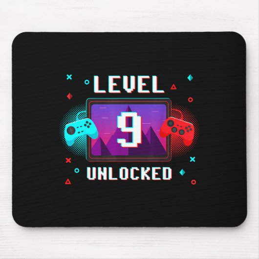 Level 9 Unlocked Video Gamer Funny 9th Birthday Bo マウスパッド (正面)