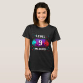 Level 9 Unlocked Video Gamer Funny 9th Birthday Bo Tシャツ (正面フル)