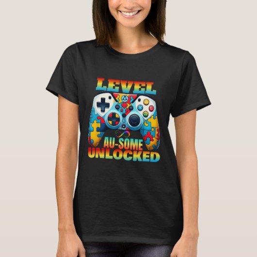 Level Au-some Unlocked Video Game Controller Autis Tシャツ (正面)