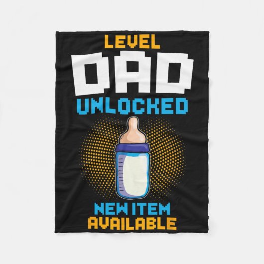 Level Dad Unlocked Pregnancy Announcement Gamer Fa フリースブランケット (正面)