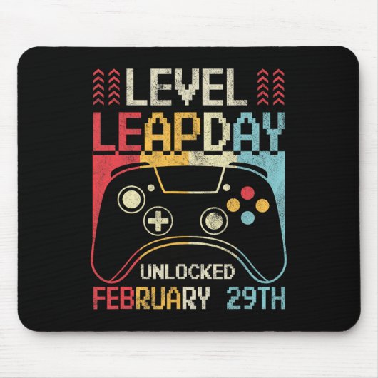 Level Leap Day Unlocked Video Game Controller Game マウスパッド (正面)