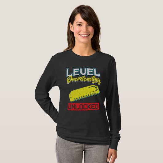 Level Overbending Unlocked Harmonica Player Tシャツ (正面フル)