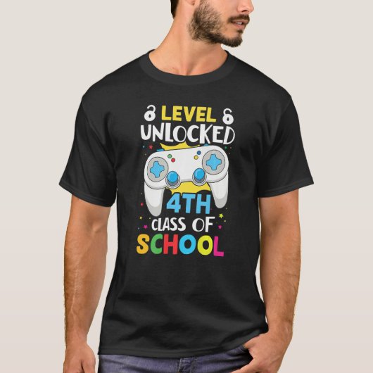 Level Unlocked 4th Grade Primary School Schulkind  Tシャツ (正面)