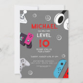 level up 10 Video Game Birthday Photo 招待状 (正面)
