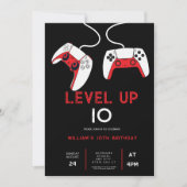 level up 10 Video Game on Birthday Party 招待状 (正面)
