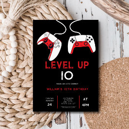 level up 10 Video Game on Birthday Party 招待状