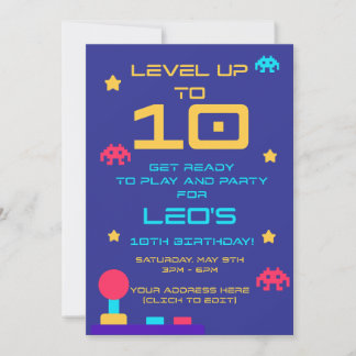 Level Up 10th Birthday Invite | Editable 招待状