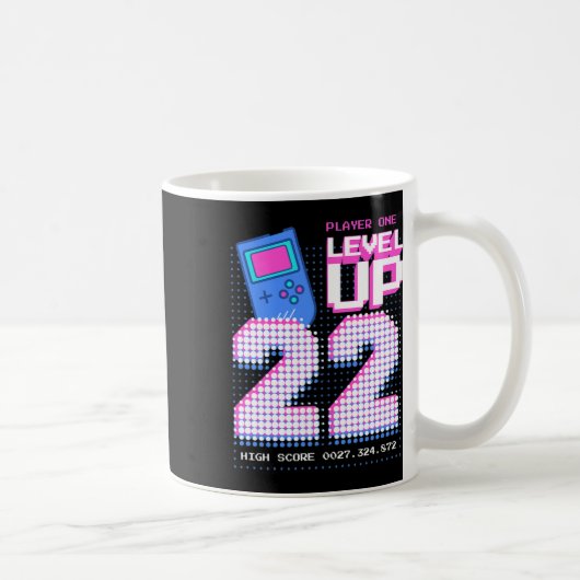Level Up 22nd Birthday Shirt Funny Video Gamer 22 コーヒーマグカップ (右)