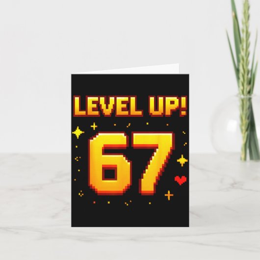 Level Up 67 Funny Gaming 6 7 Meme Gen Alpha Slang カード (正面)