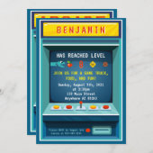 Level Up Arcade Game Birthday Partyの招待 招待状 (正面/裏面)