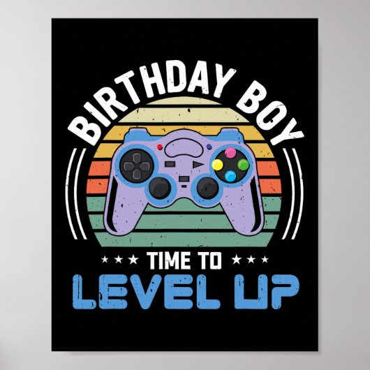 Level Up Birthday Boy Video Game Kids Party  ポスター (正面)